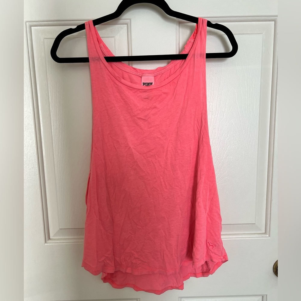 Large Victoria Secrets PINK neon pink workout tank